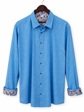 Robert Graham Highland Blue Micro-floral Vine Motif Jacquard Mens Sz 4X